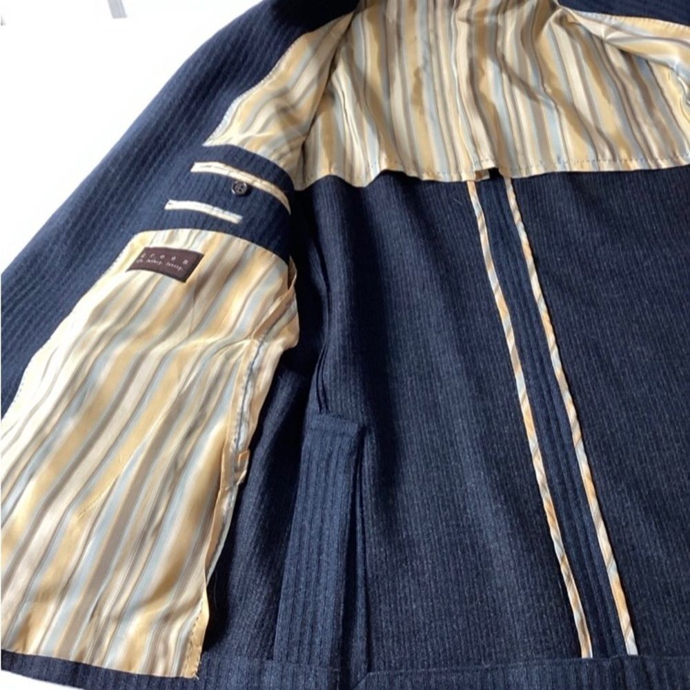 Kroon Sports Coat Jacket Men’s Color Blue Size 40R Black Stripes Three button - Picture 11 of 12